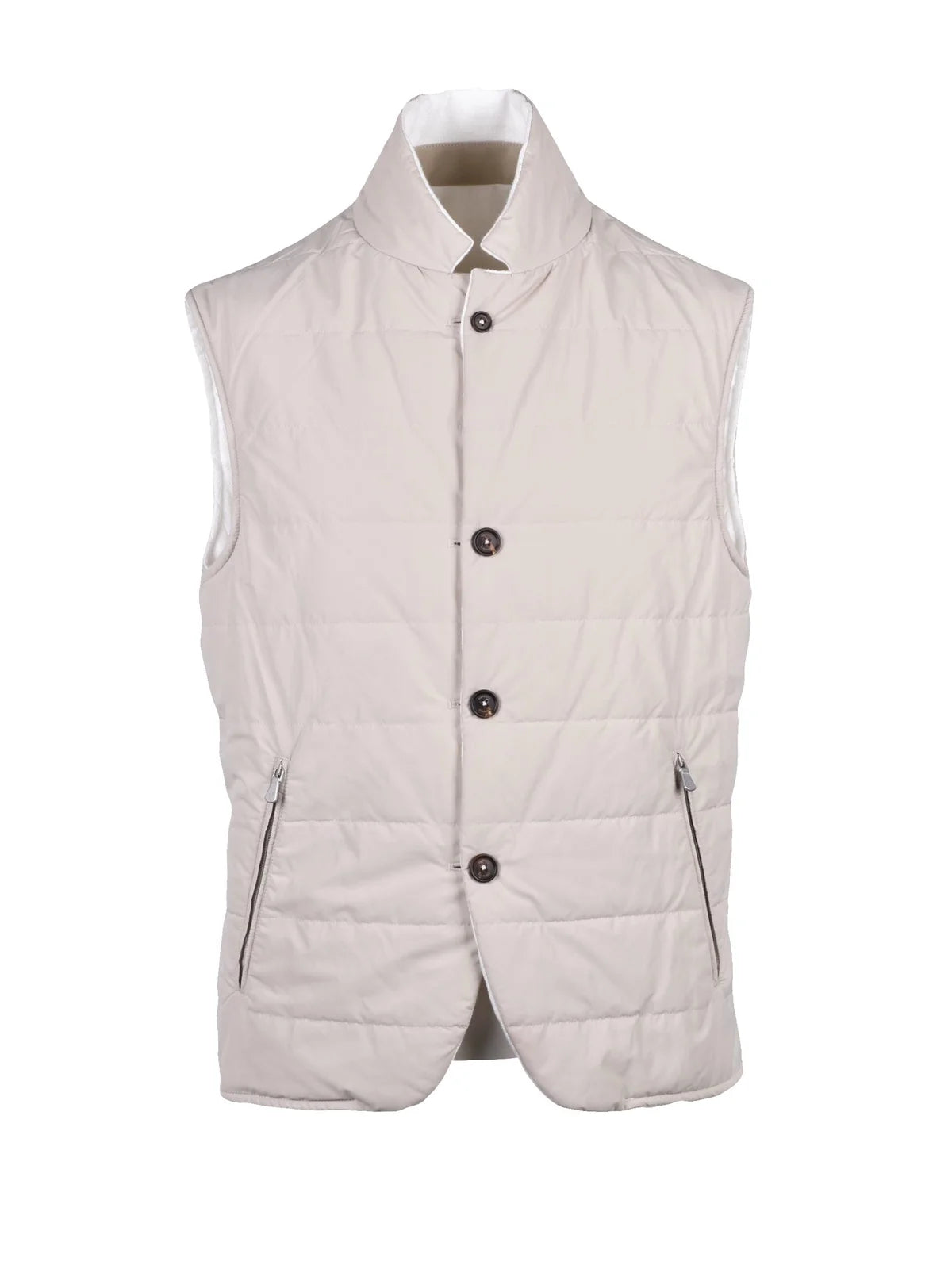 White Centogrammi Reversible Linen Vest