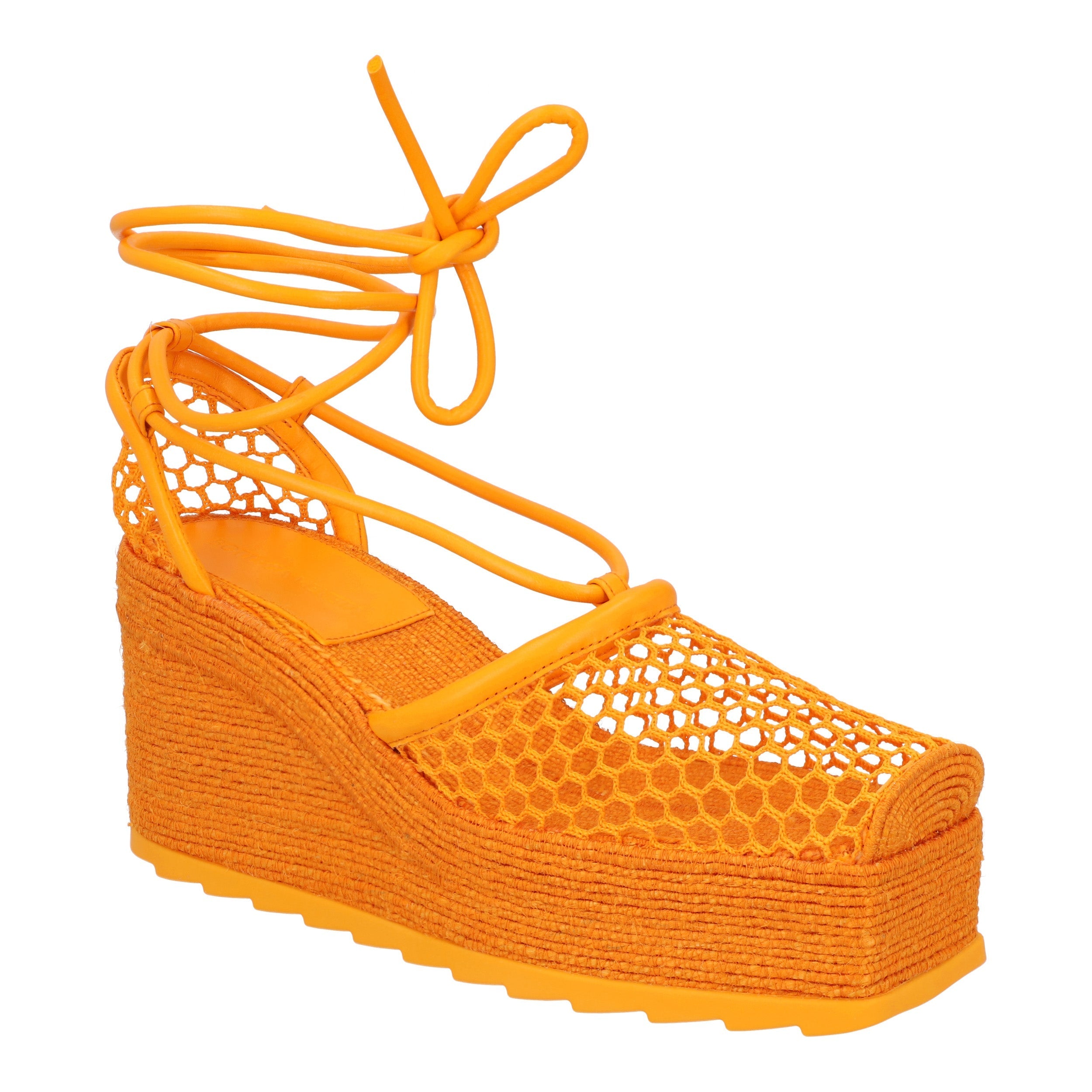 Orange Stretch 90 Wedge Espadrilles