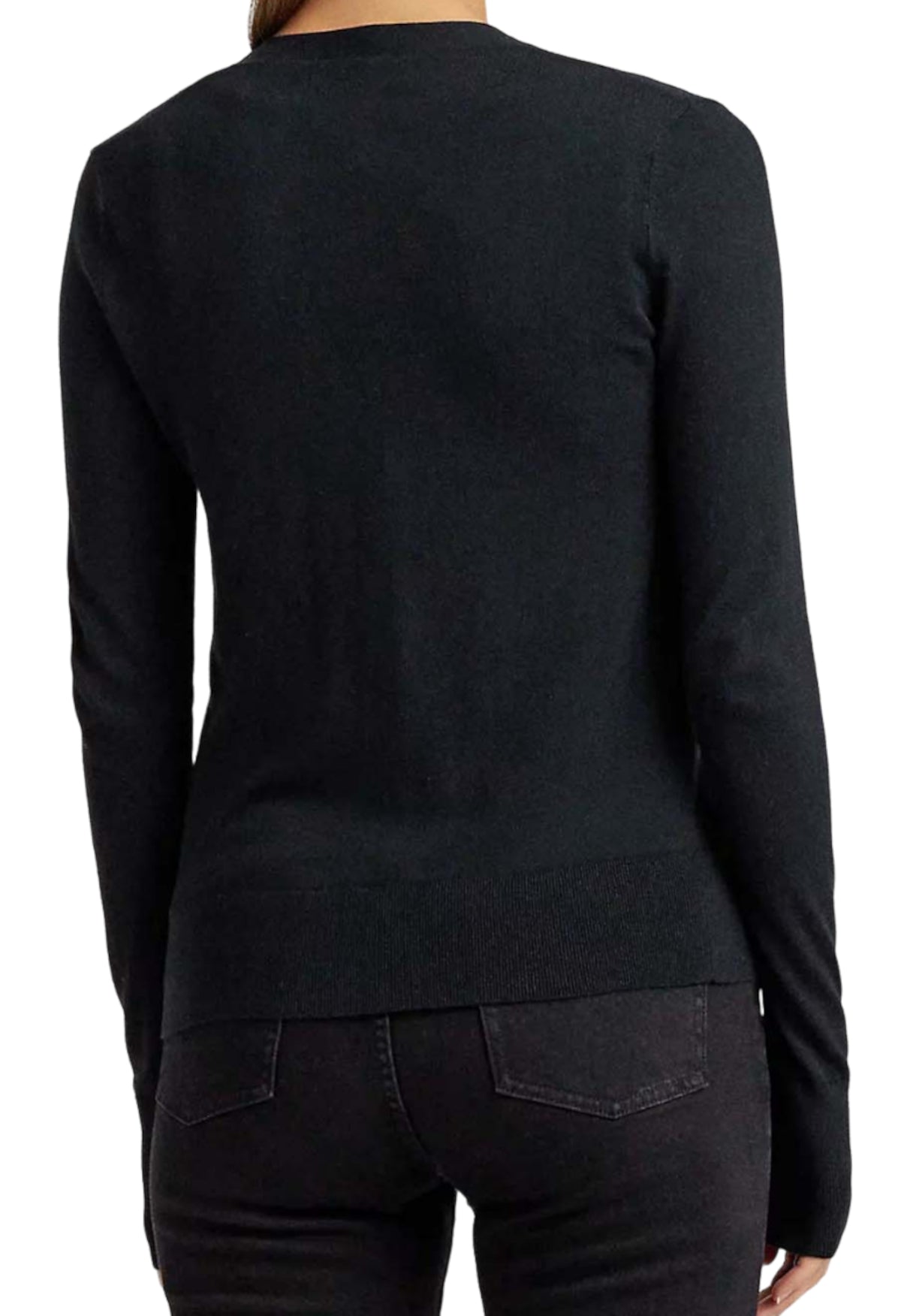 Long Sleeve Cotton-Modal Cardigan with V-Neckline