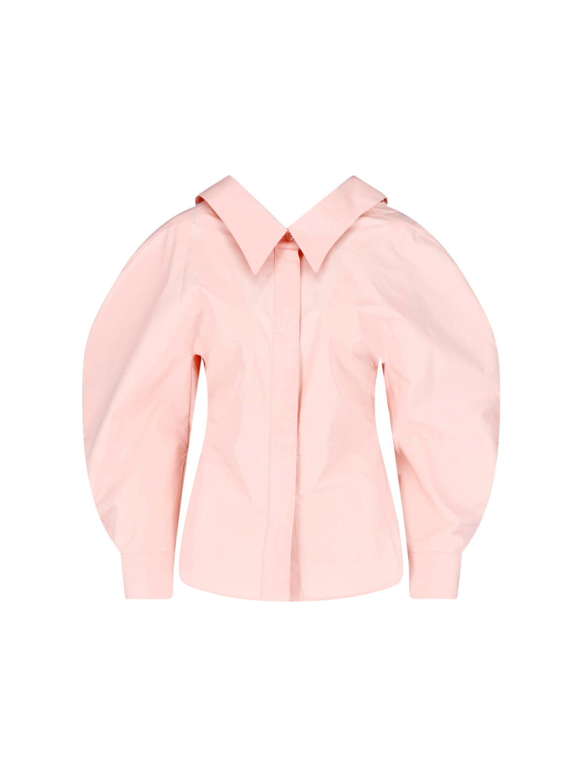 Structured Pink Shirt with Puff Sleeves