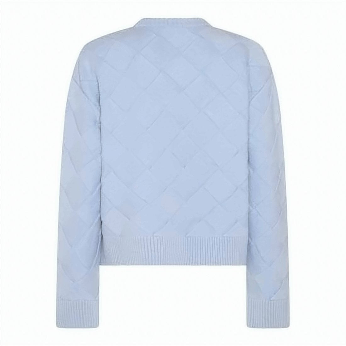 Textured Quilted Knit Sweater With Ribbed Hem