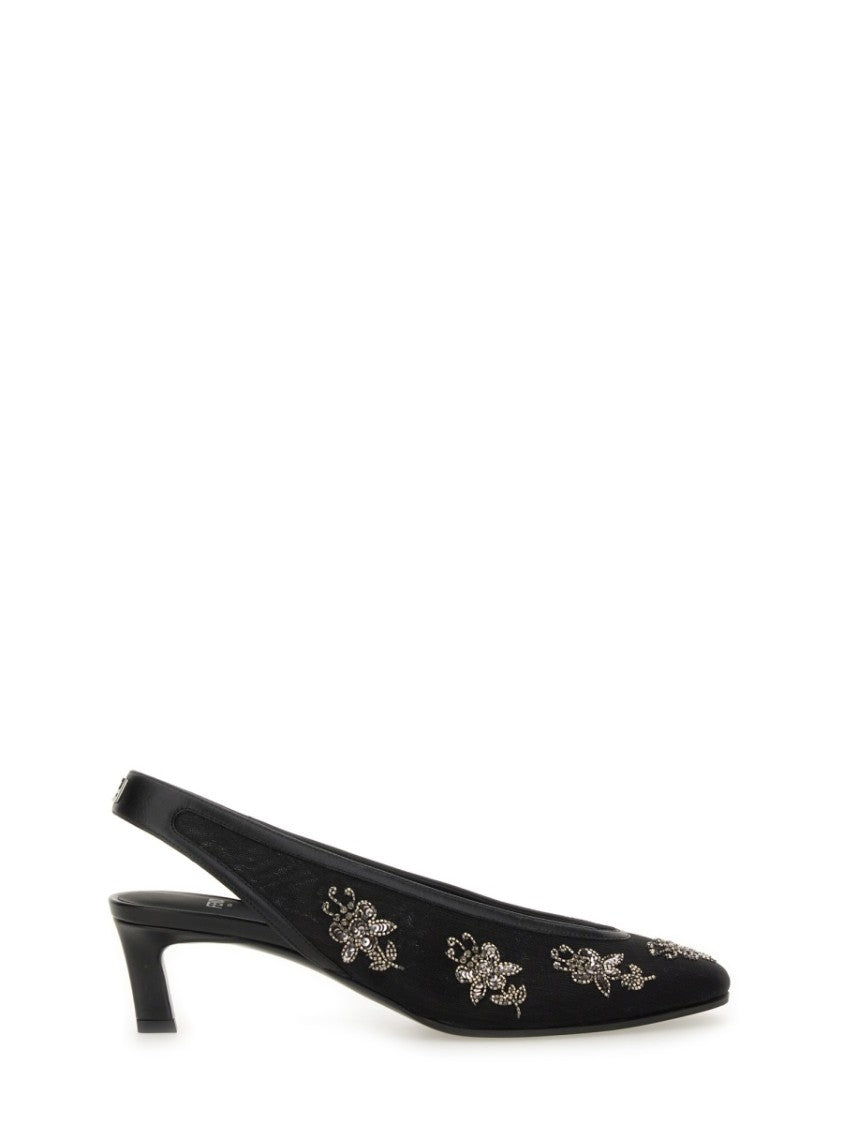 Intricate Floral Embroidery Slingback Shoes