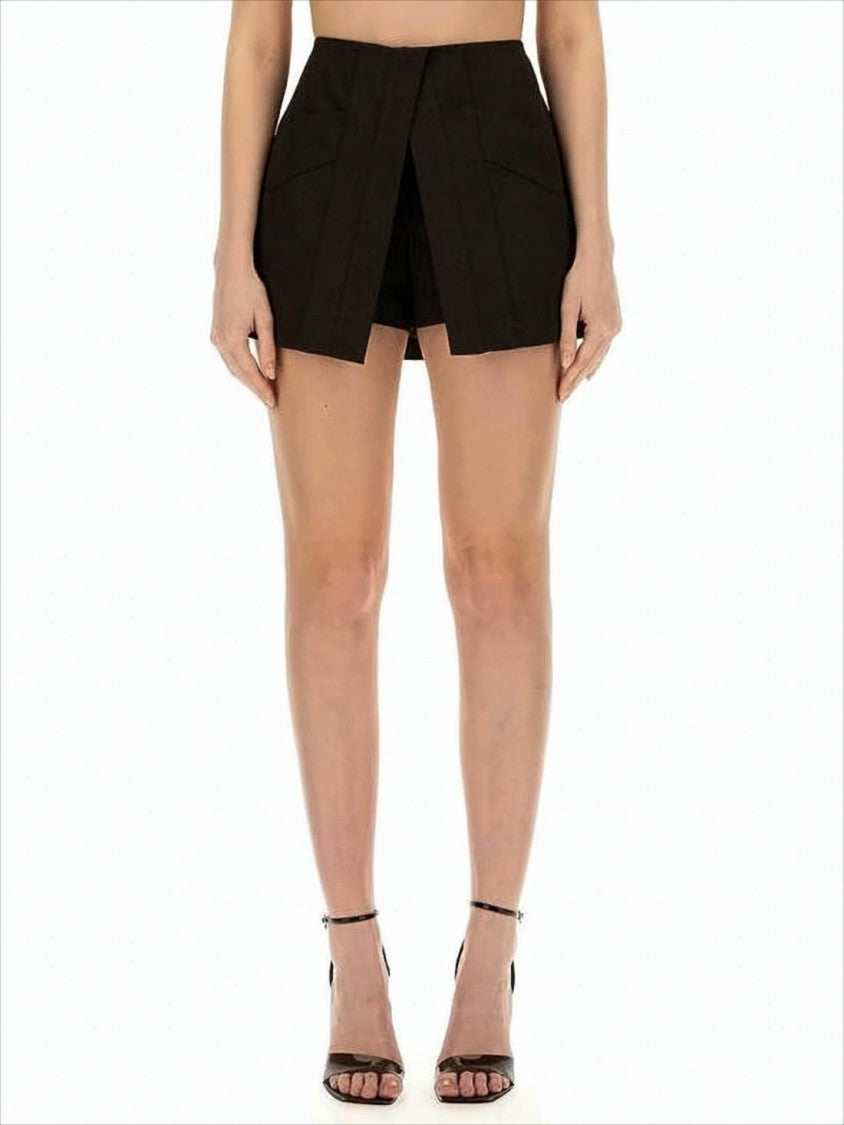 Front-Split Mini Skirt with Structured Design