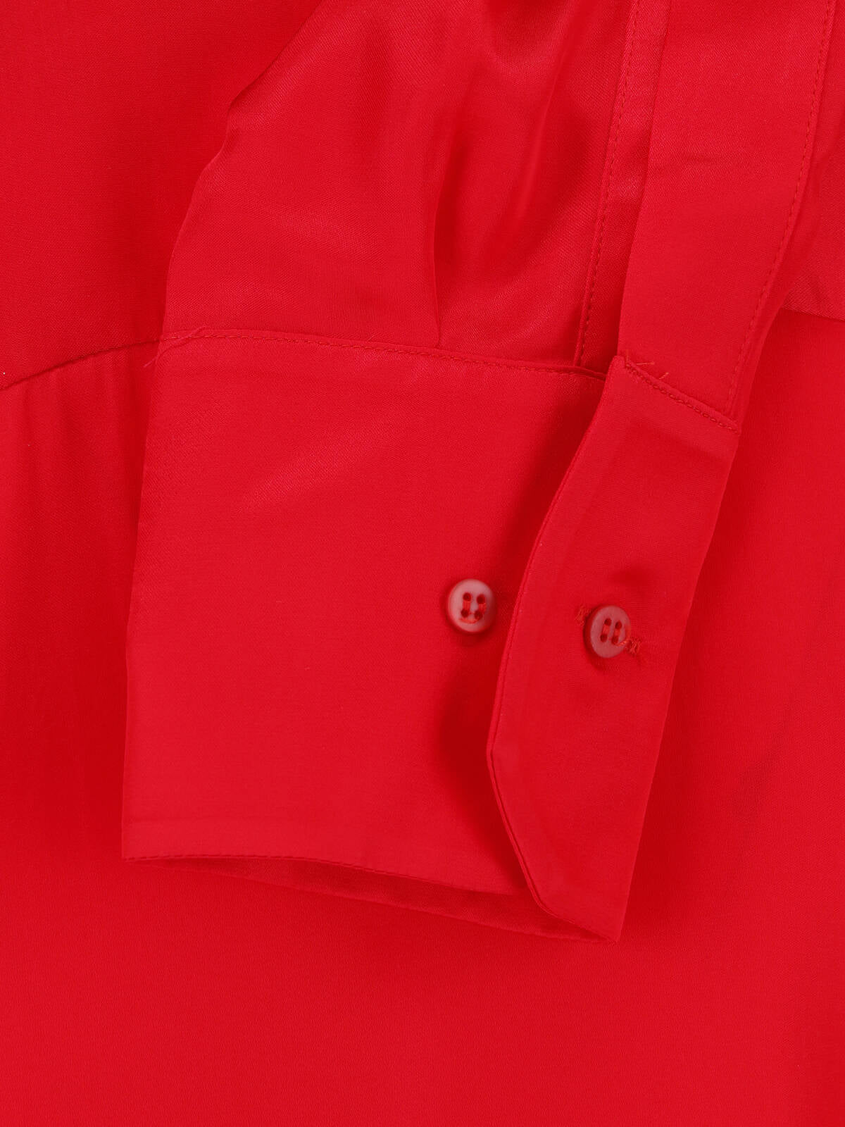 Red Voluminous Sleeve Scarf Detail Blouse