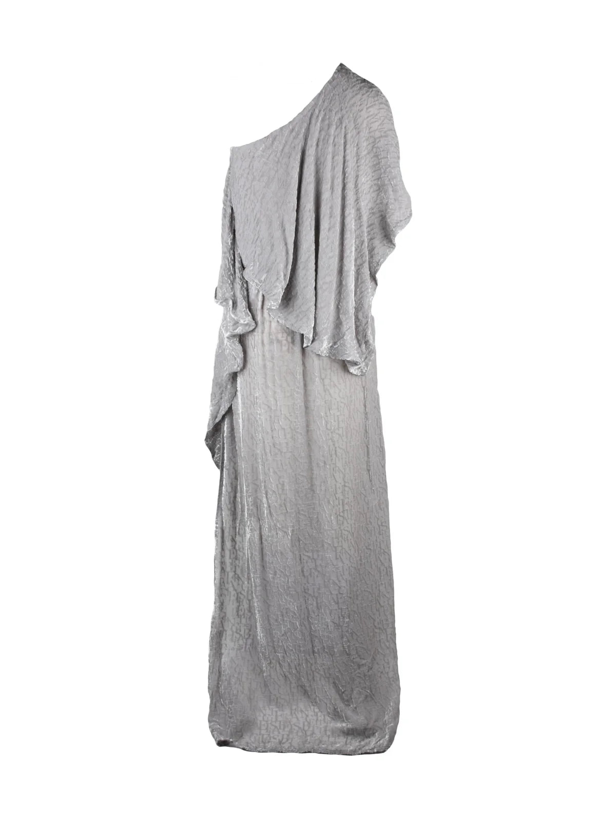 Pearl Grey Viscose Silk Women Long Velvet Dress