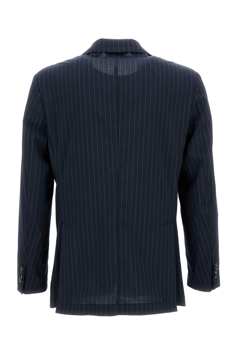 Pinstripe Blue Single-Breasted Wool Blend Jacket