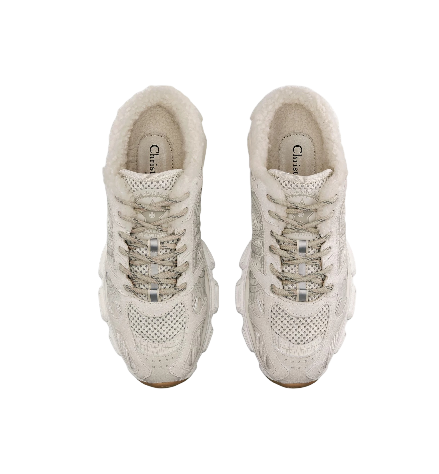 Beige Chunky Shearling Lined Star Sneakers