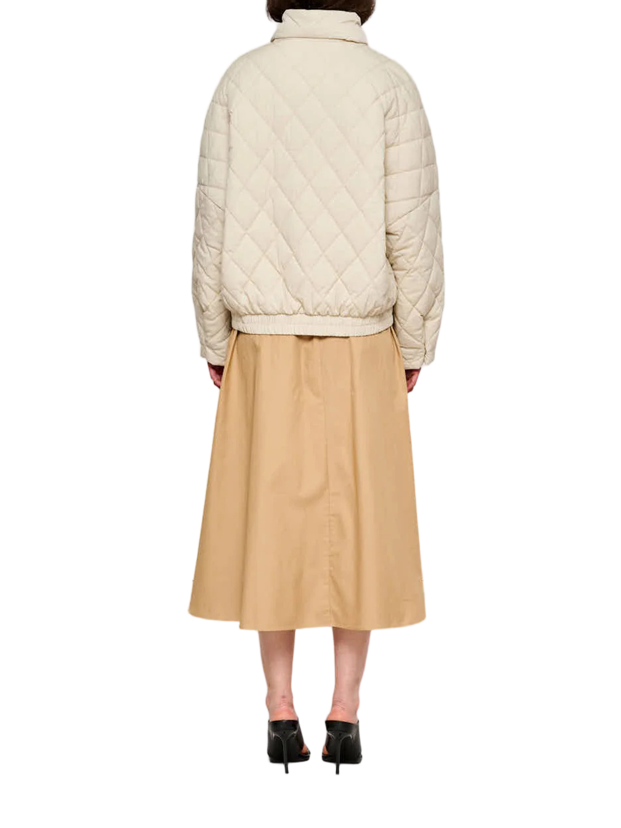 Shiny Nylon Quilted Cropped Puffer Jacket