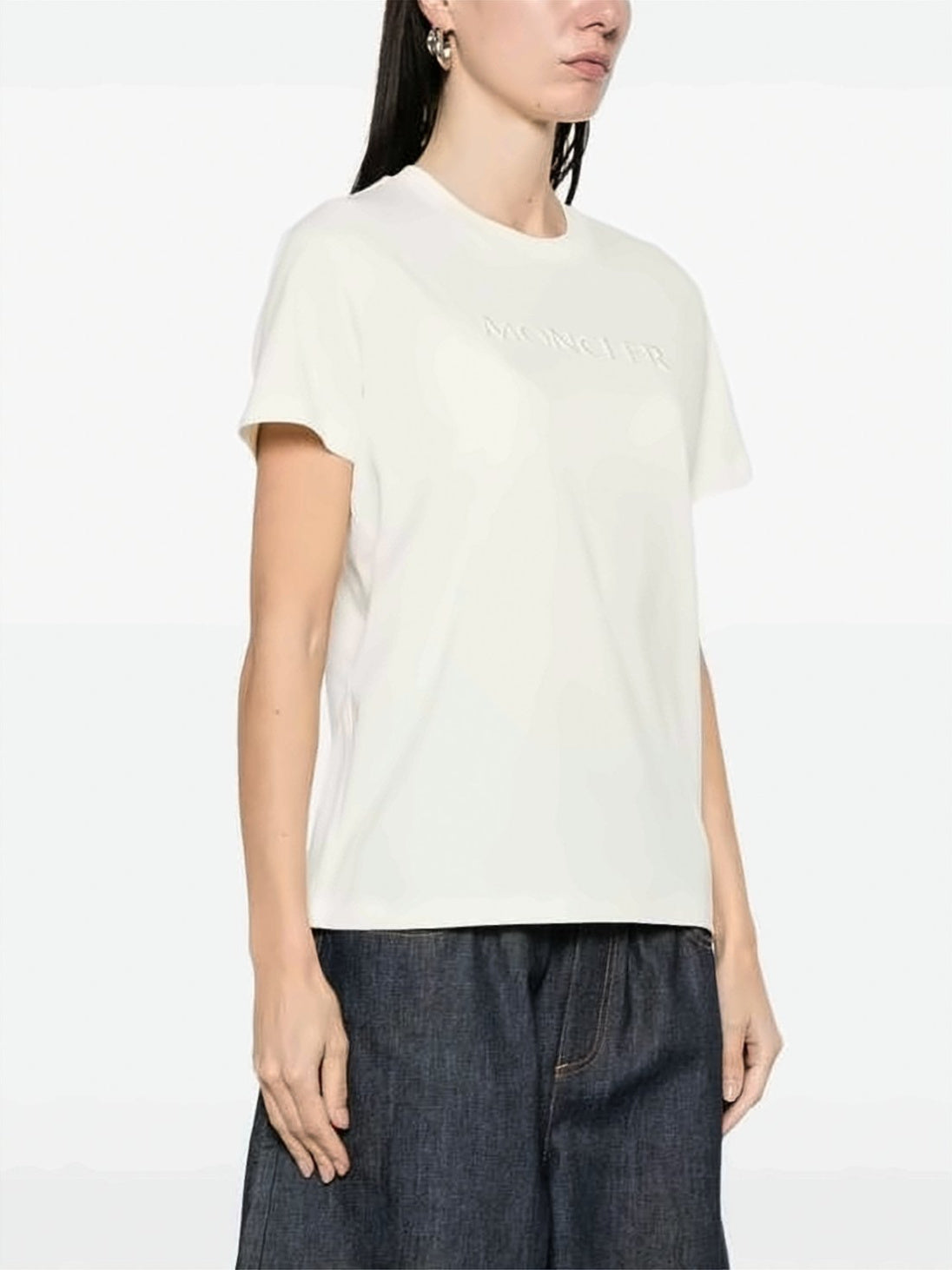 Short-Sleeved Cotton T-Shirt with Embossed Logo