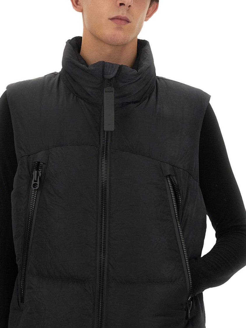 Casual Black Jacket With High Collar