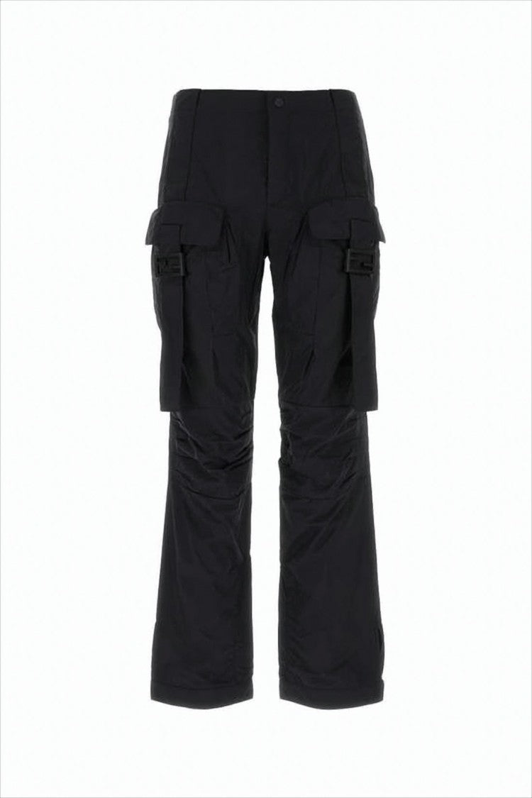 Cropped Straight-Leg Pants with Buckle Details and Cargo Pockets