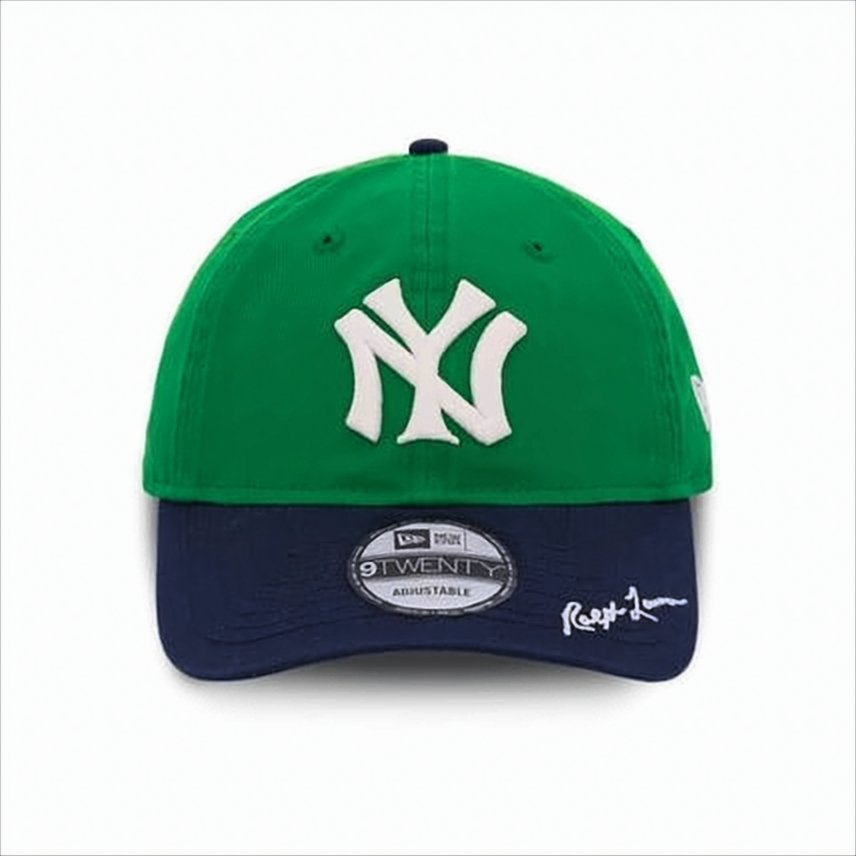 Structured Green Baseball Cap with Navy Brim