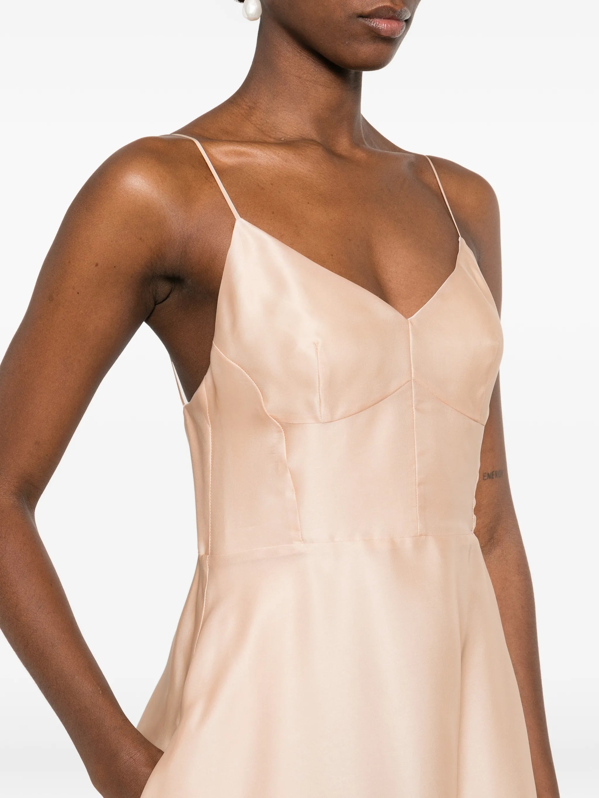 Light Peach Abito Midi Silk Dress