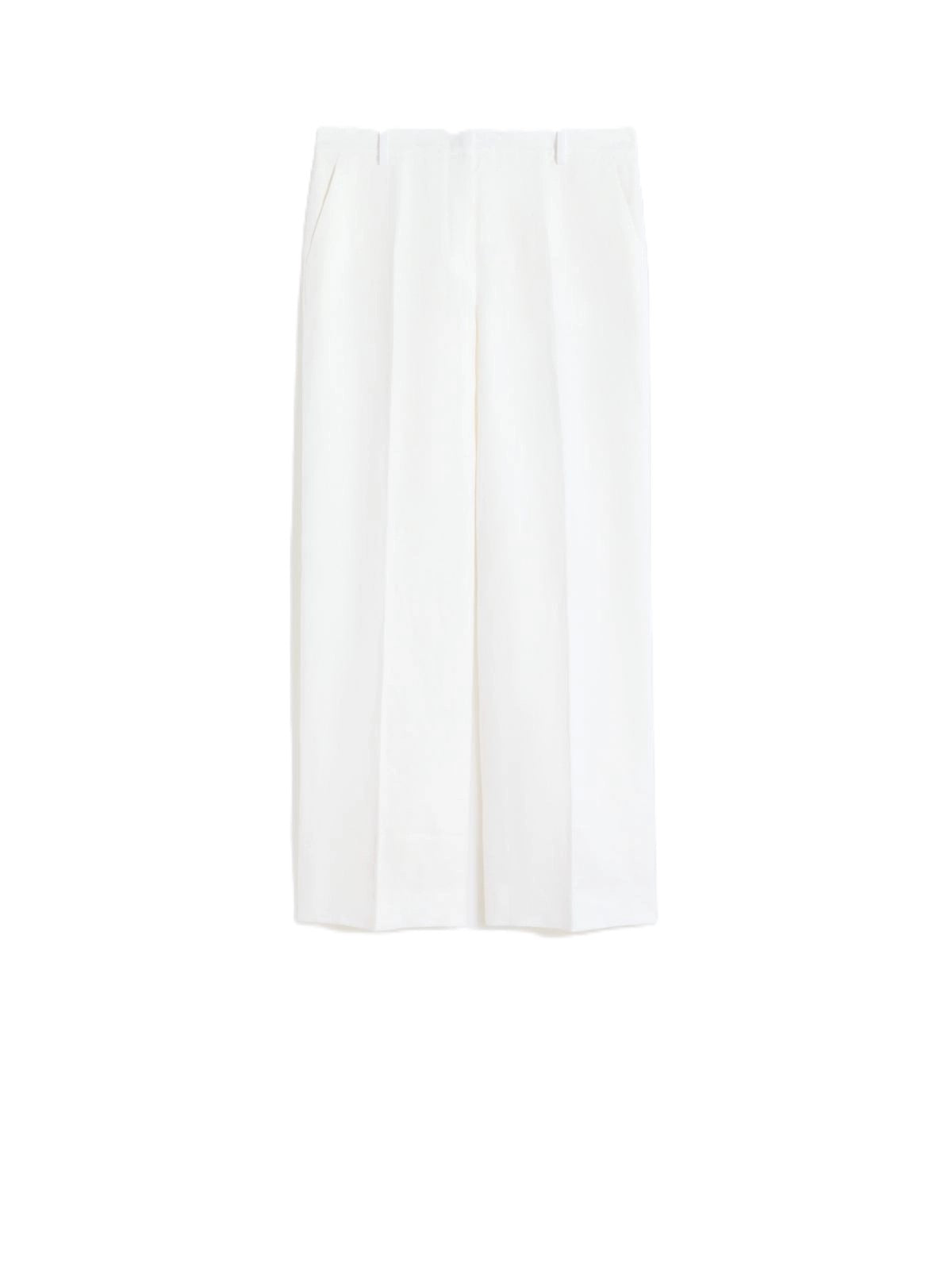 Tailored White Wide-Leg Trousers with Front Pleats