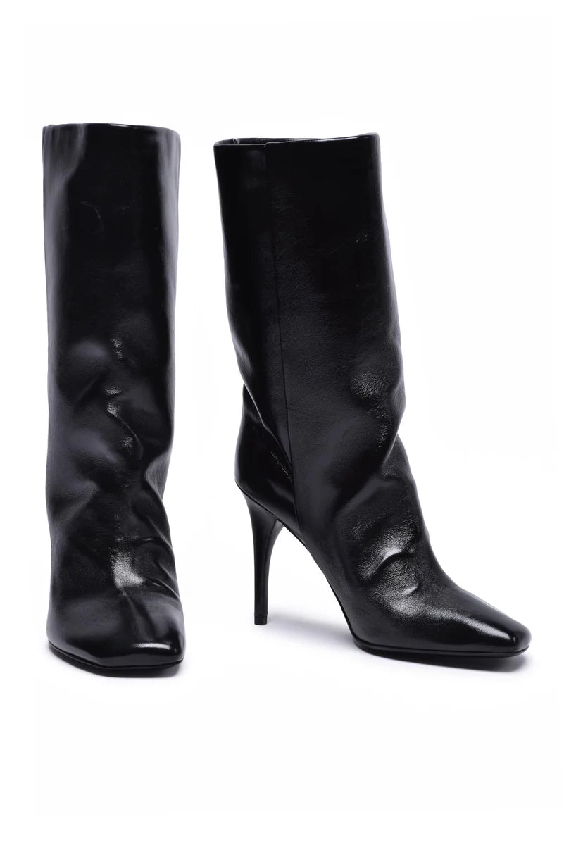 Asymmetrical Toe Ankle Boots - Black