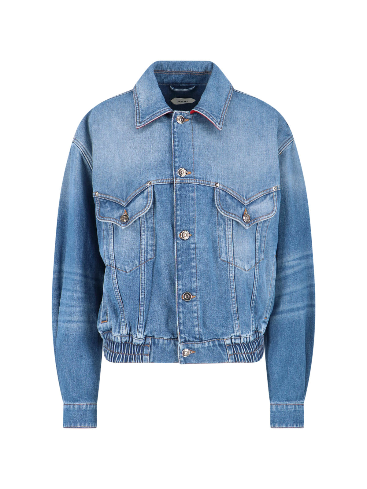 Blue Cotton Denim Signature Details Jacket