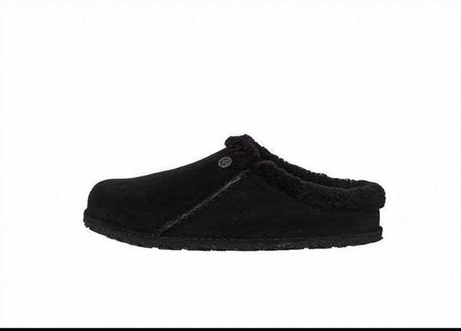 Suede Slip-On Mules with Plush Lining and Rubber Sole