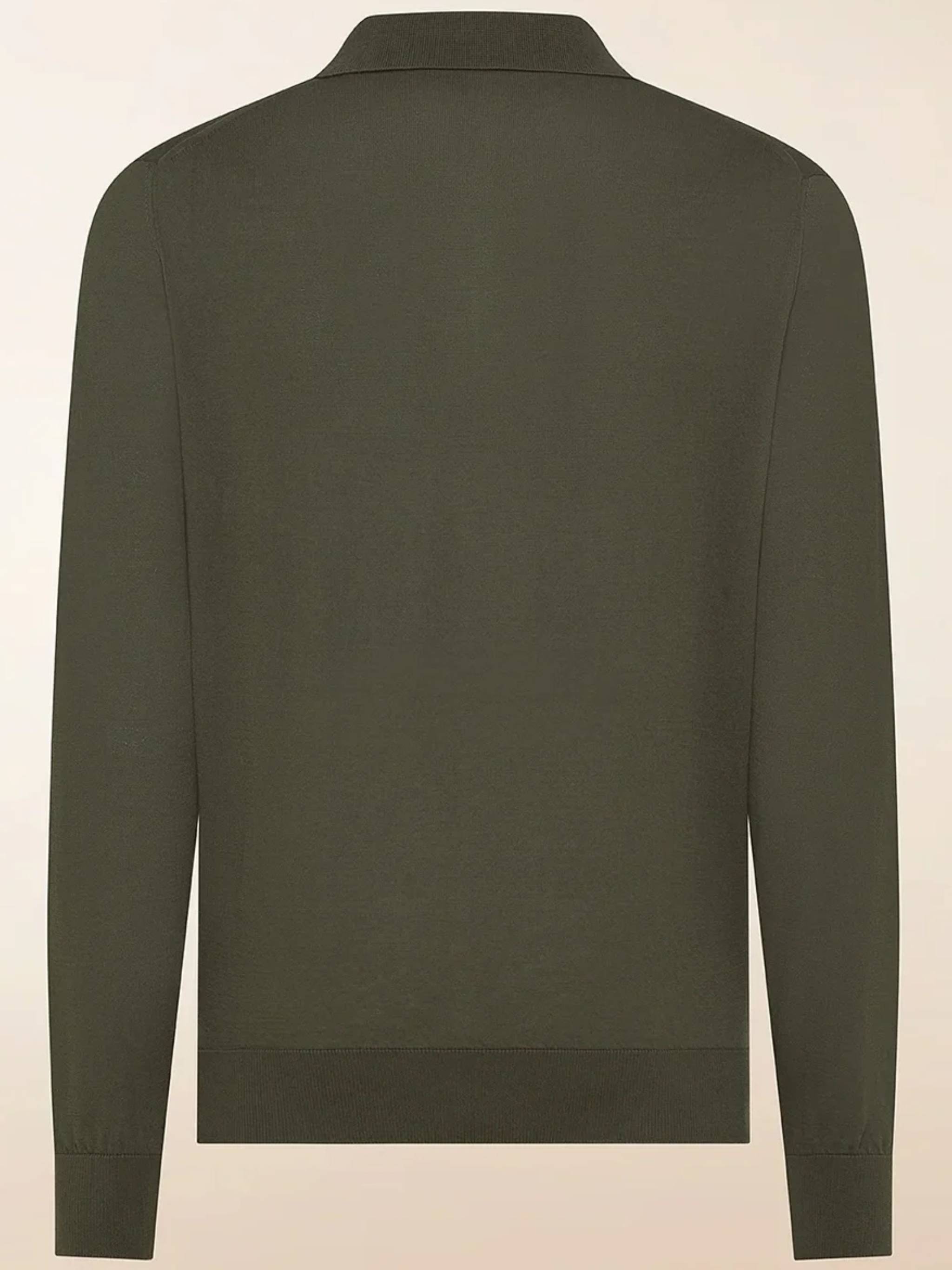 Long-Sleeve V-Neck Minimalist Ribbed Polo