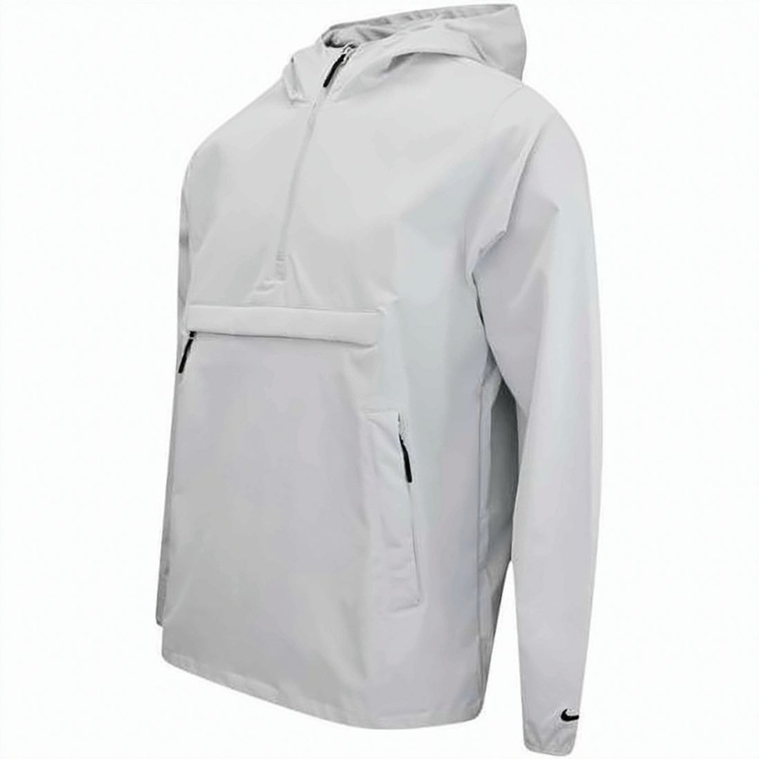 Lightweight White Hooded Pullover with Half-Zip