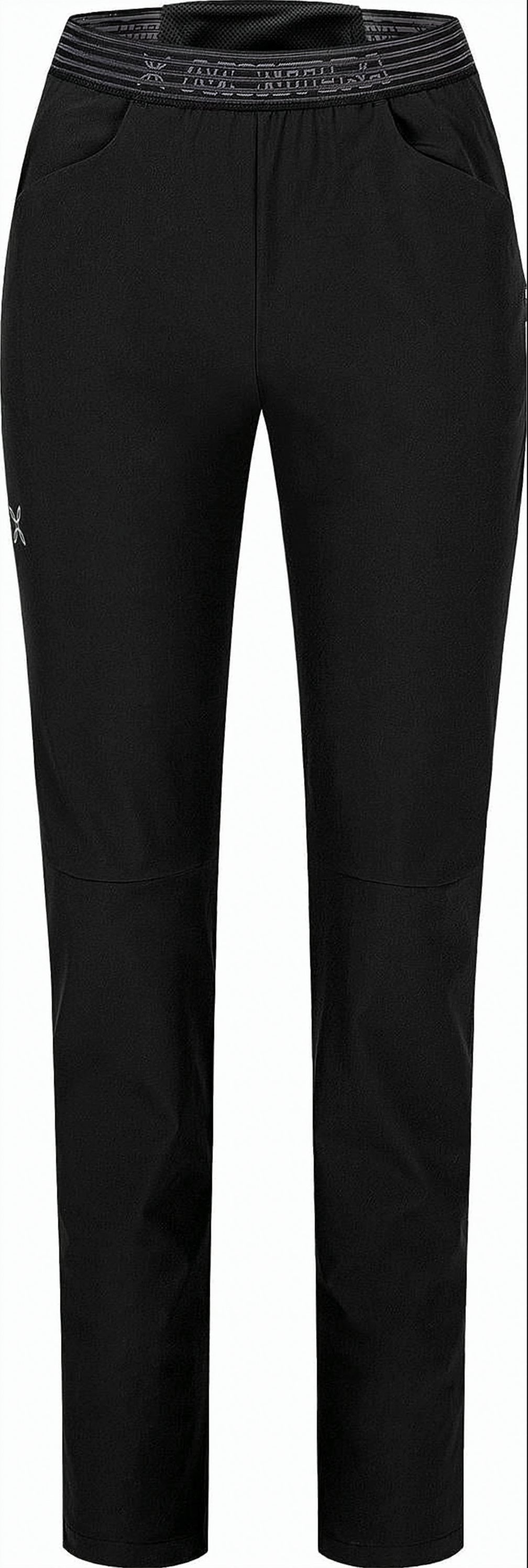 Straight Pants with Elasticated Waistband and Design