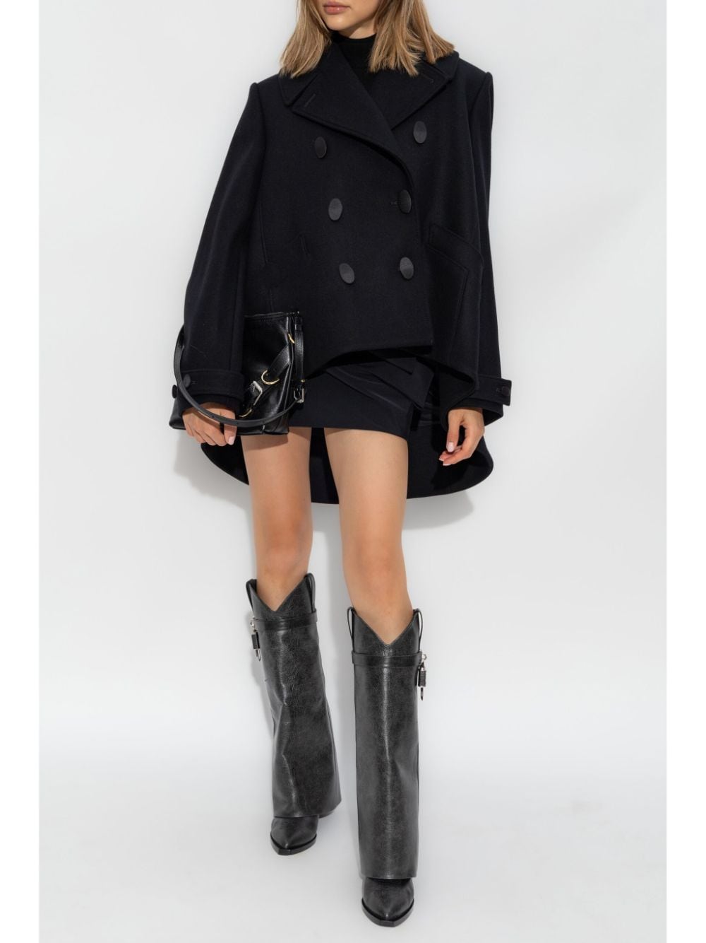 Asymmetrical Hem Wool Coat