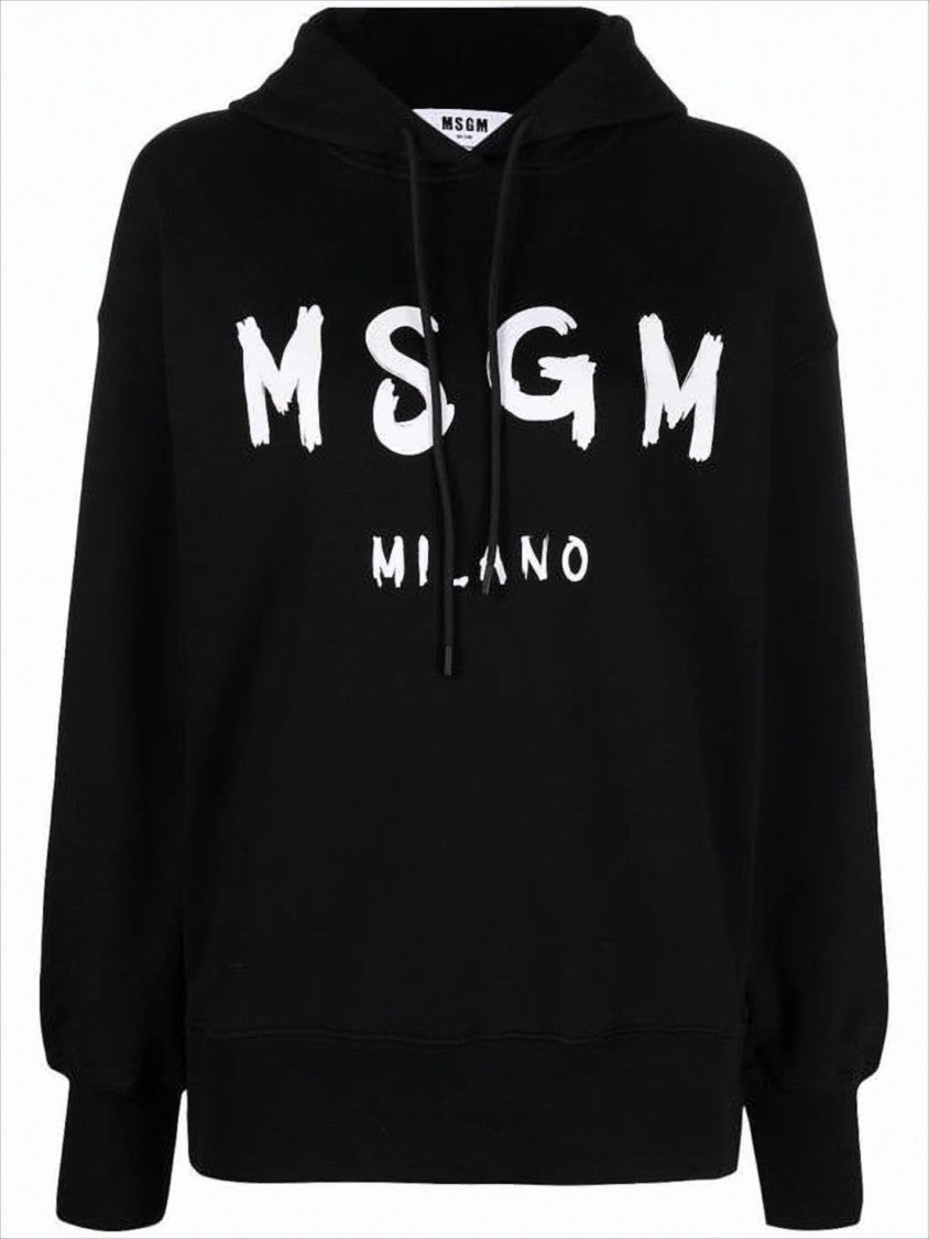 Relaxed Fit Black Hoodie with Bold Lettering