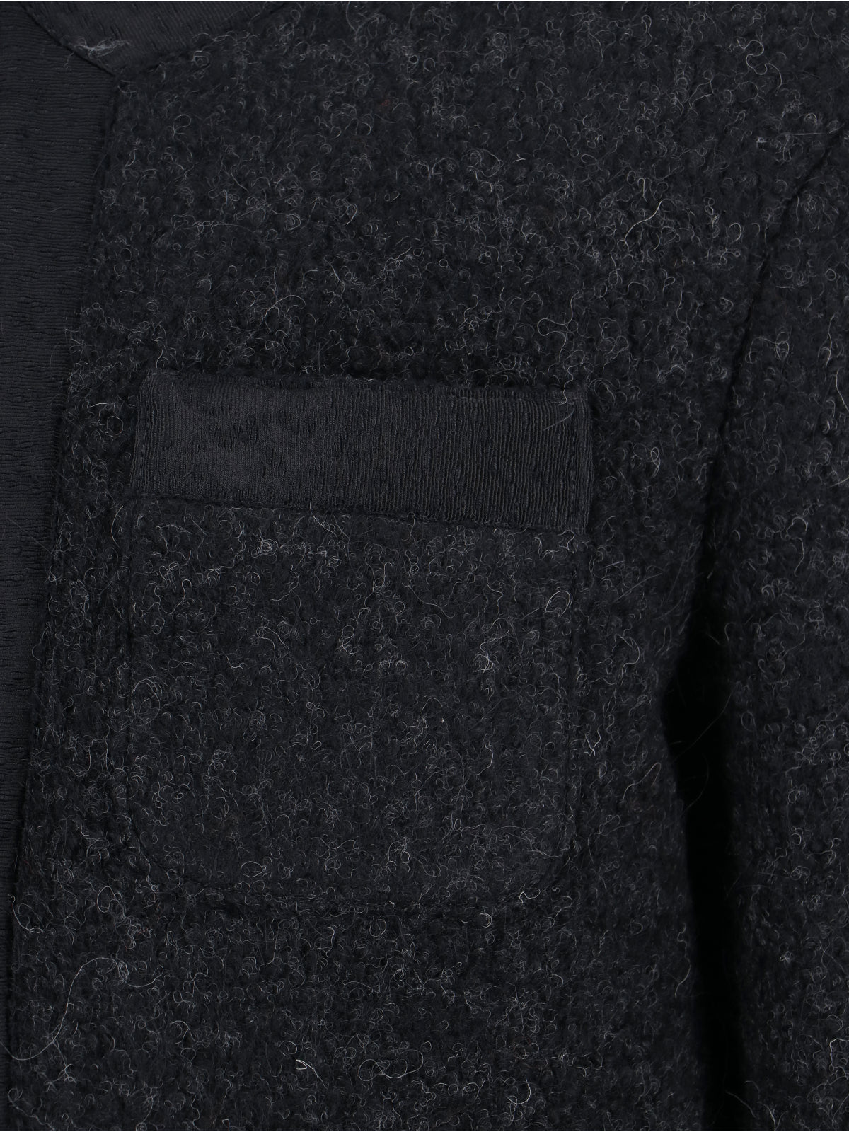 Textured Wool Blend Jacket with Round Neckline