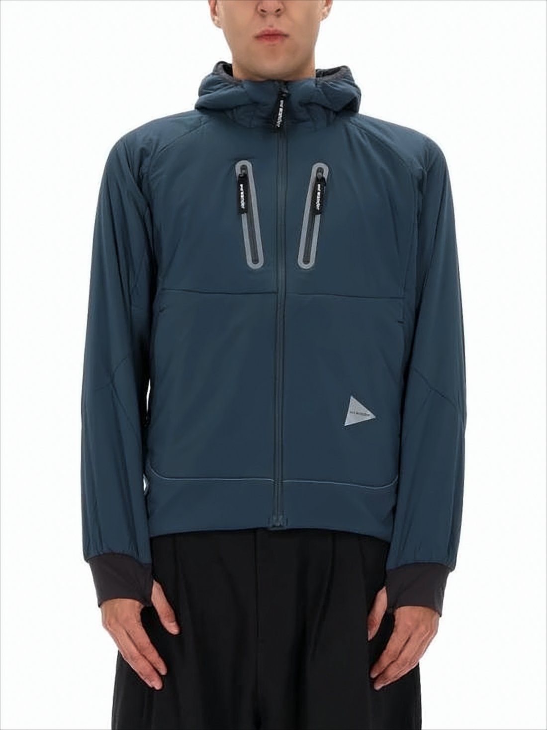 Modern Blue Nylon Jacket With Ribbed Cuffs