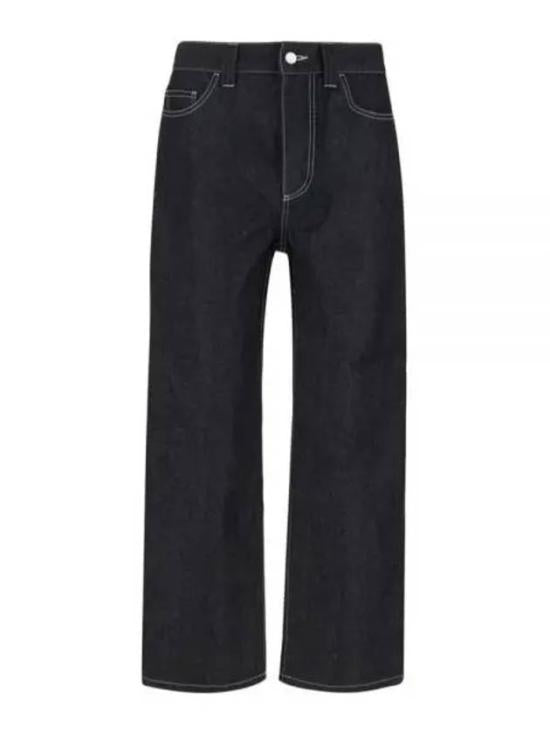 Straight-Leg Cropped Denim Pants with Classic Five-Pocket Design