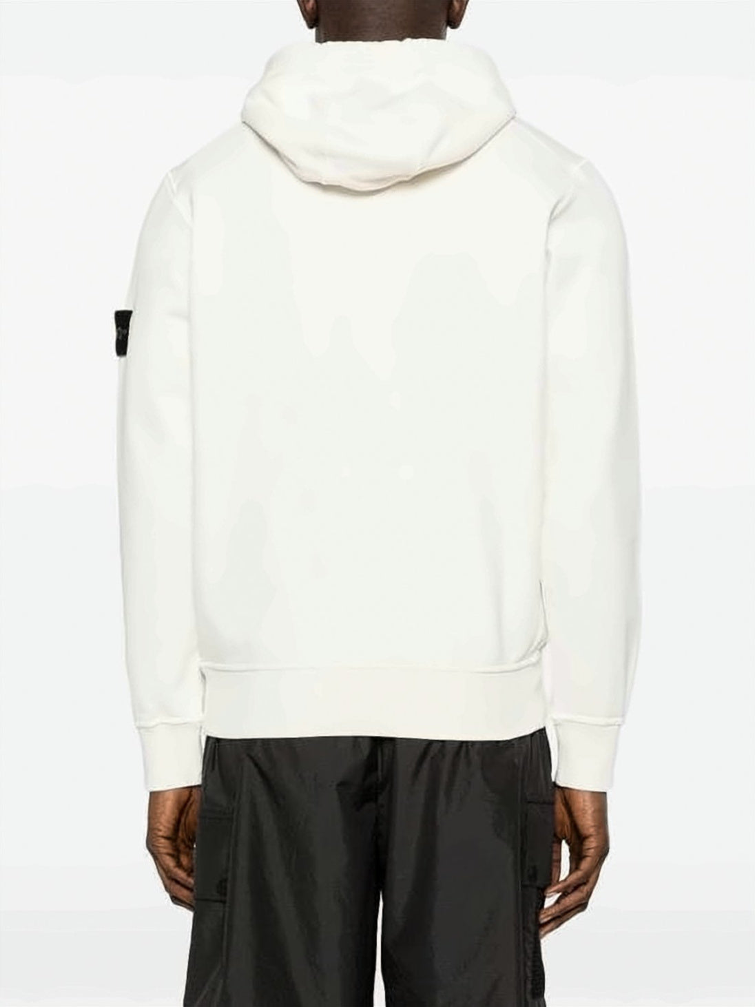 White Hoodie with Distinctive Patch Logo
