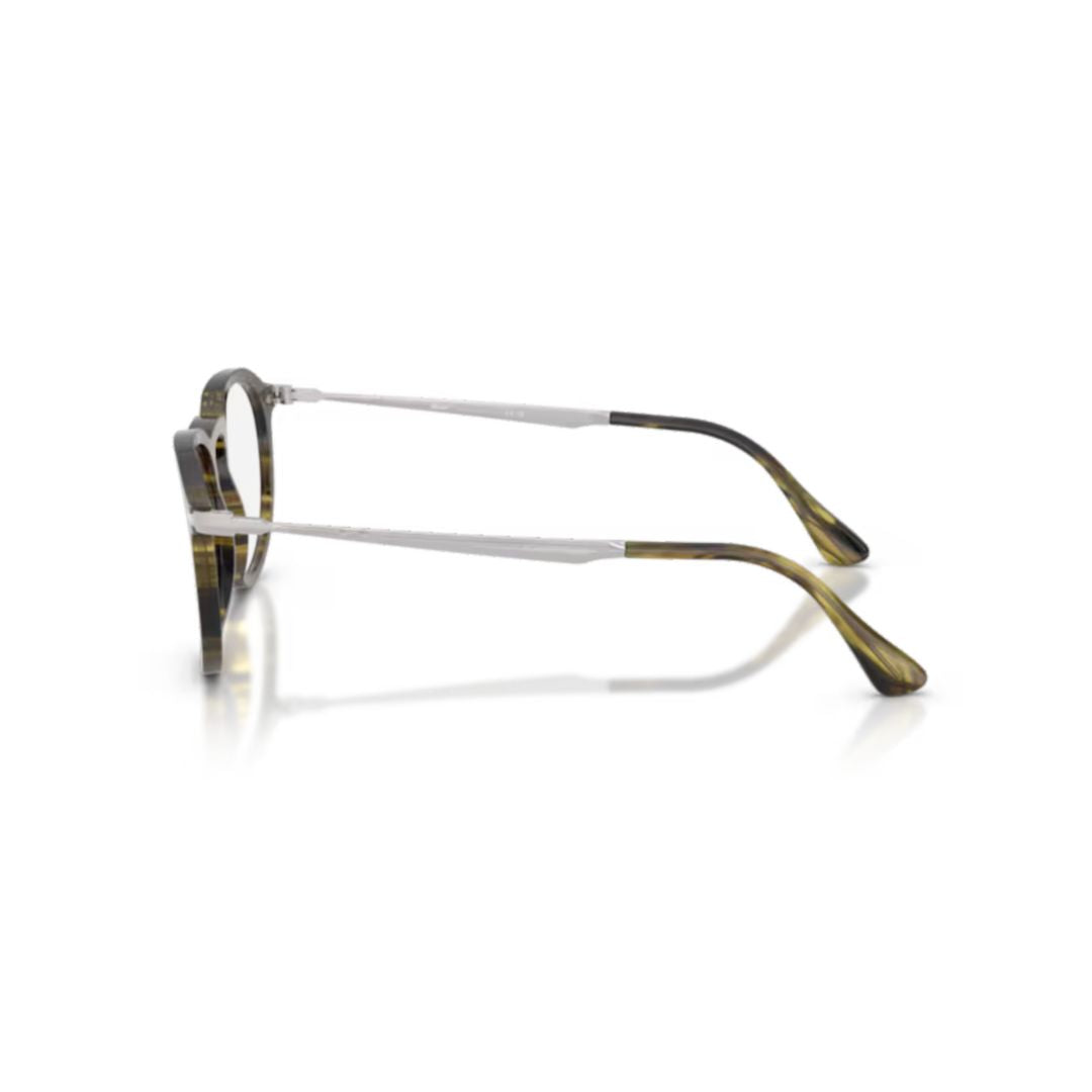 0po3387v Round Acetate Tortoiseshell Sunglasses with Metallic Temples