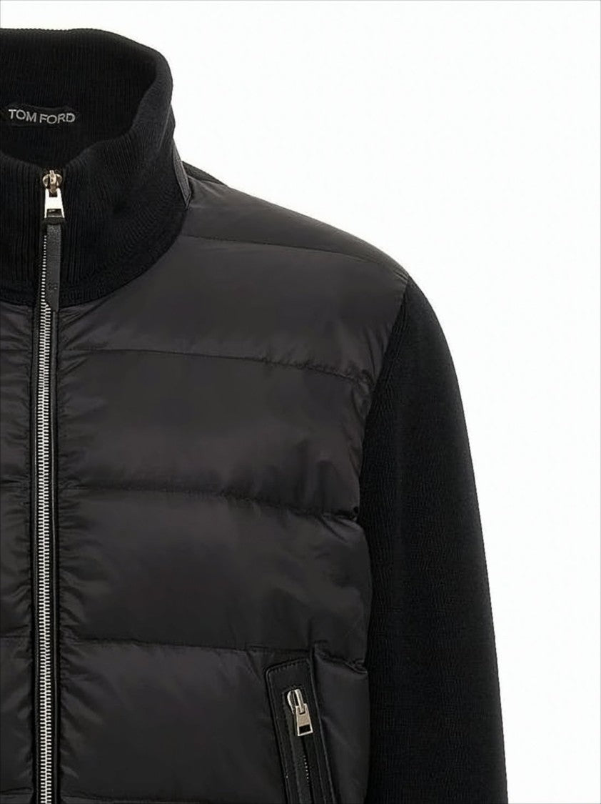 Padded Front Jacket With Ribbed Knit Detailing
