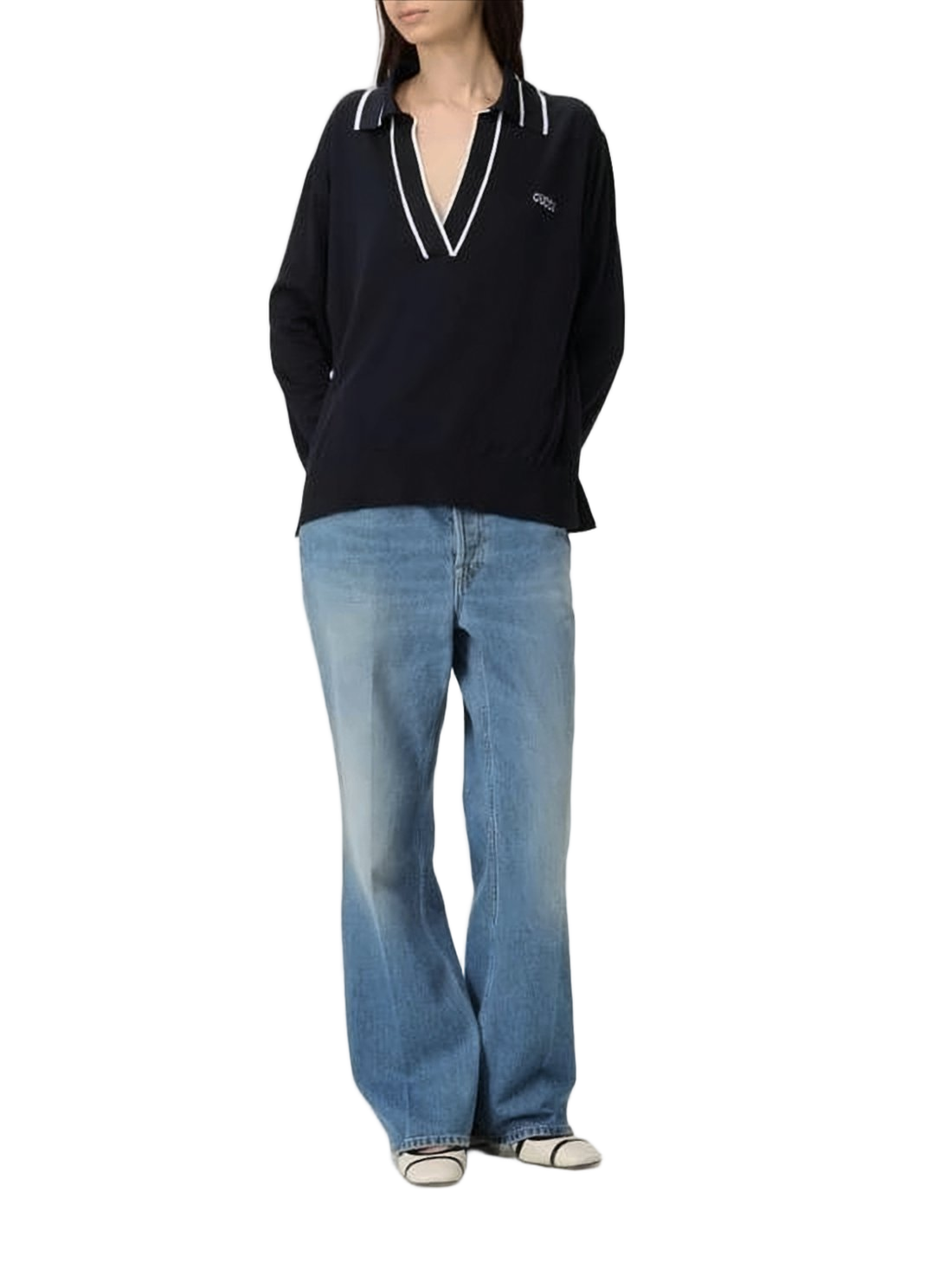 Straight-Leg Denim Pants with Mid-Rise Waist