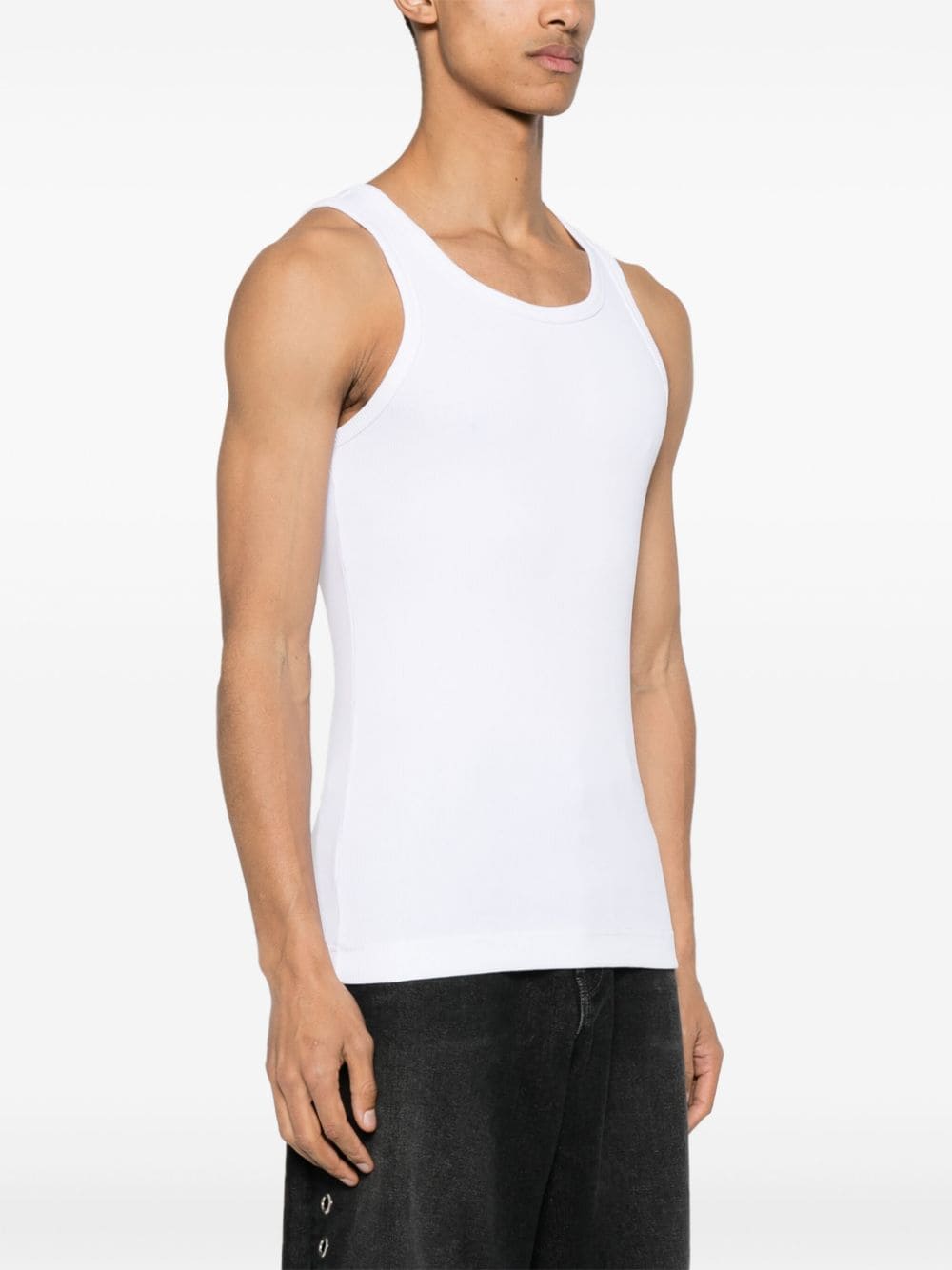 Fine Ribbed Stretch-Cotton Sleeveless T-Shirt