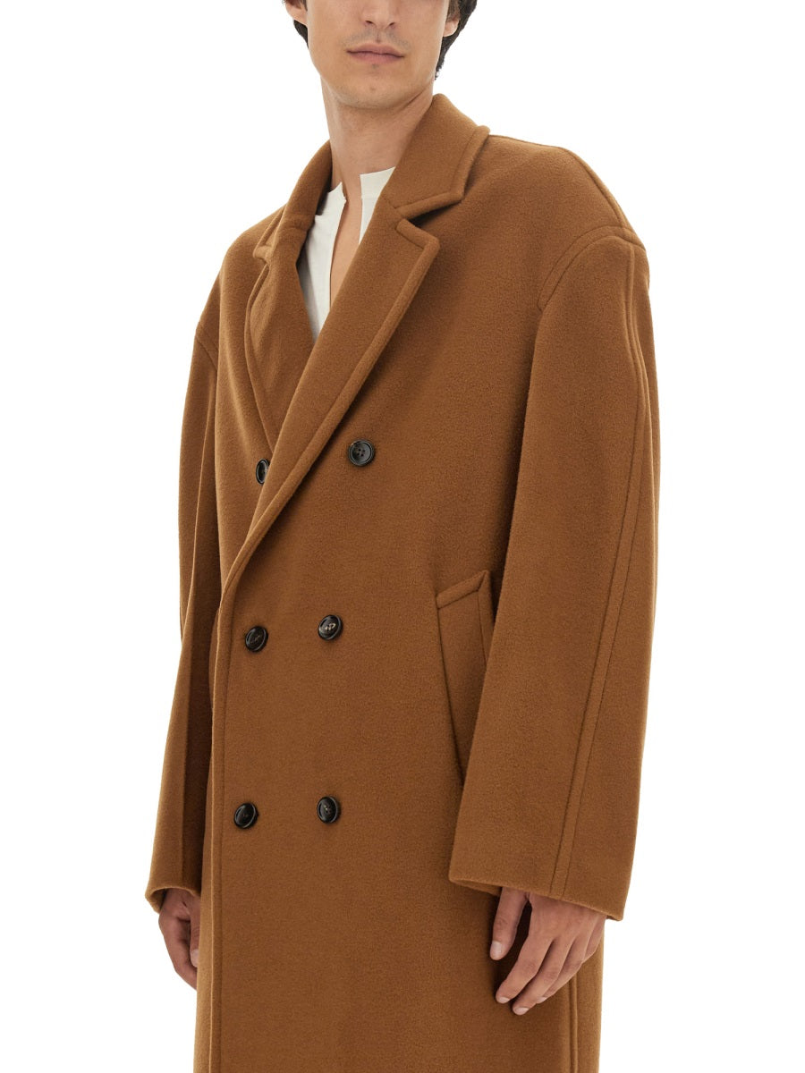 Double-Breasted Wool Coat with Tailored Silhouette