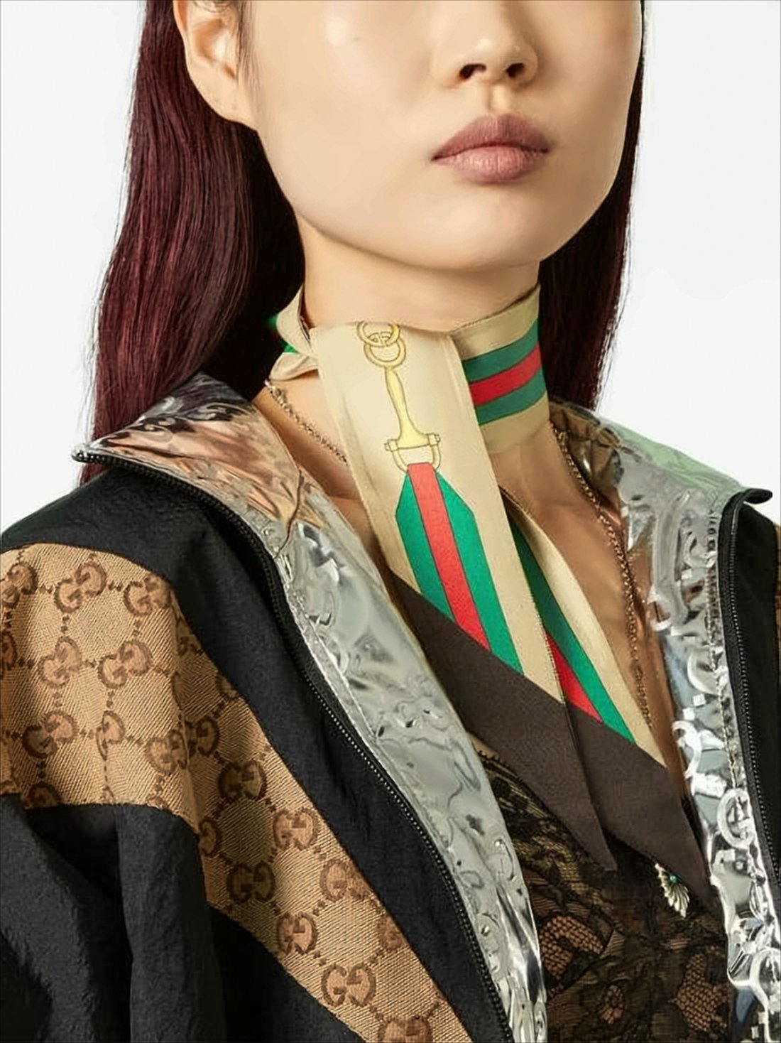 Silk Neck Bow with Horsebit Motif and Monogram