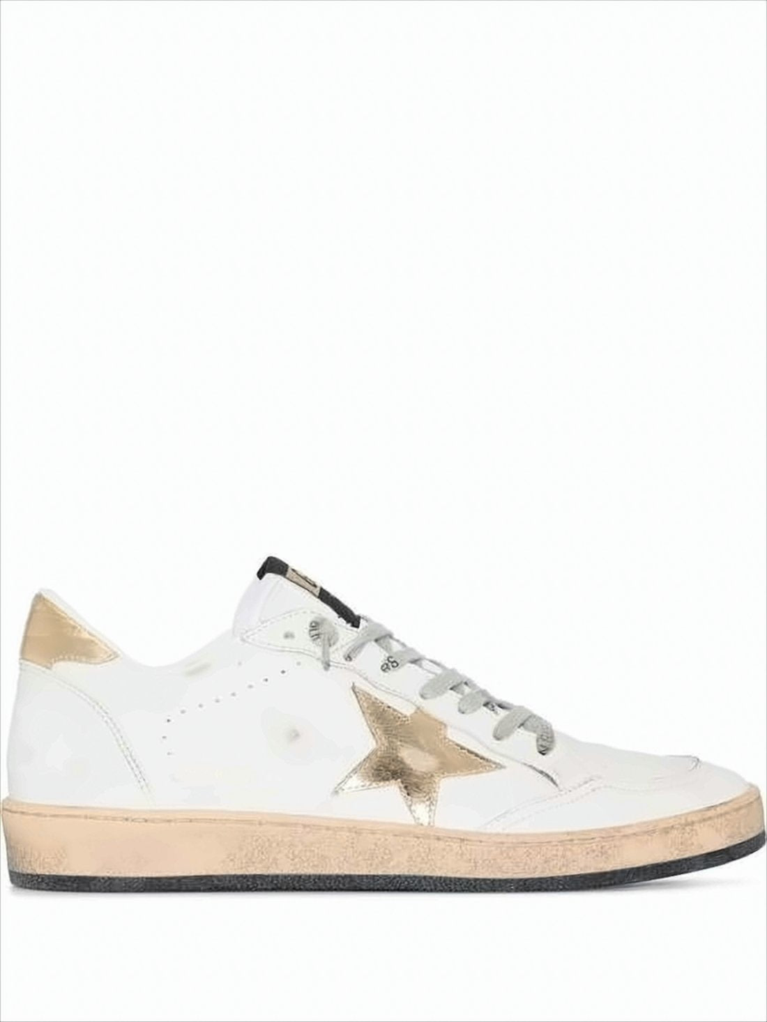 Low-Top Sneakers with Distressed White Leather