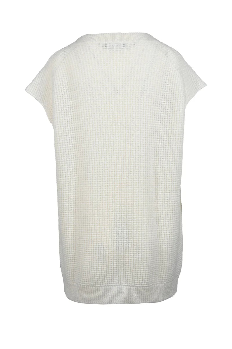 Mohair Polyamide Wool Knit Top - Cream
