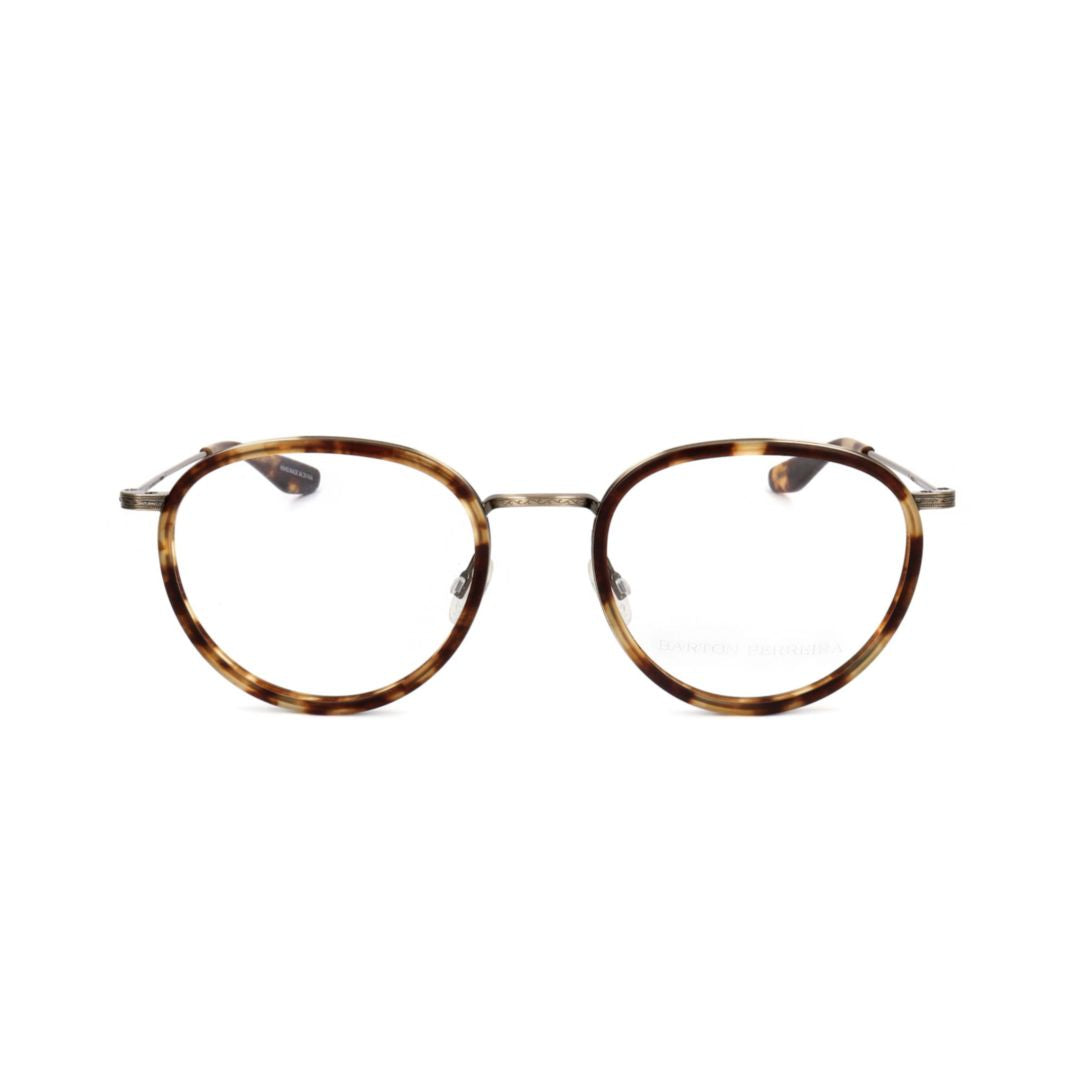 Bp5067 521ir Round Tortoiseshell-Patterned Eyeglasses with Metal Temples