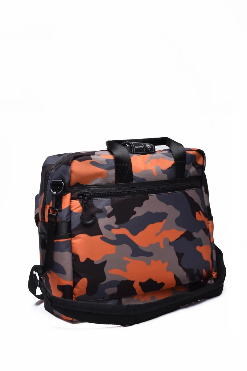 Nylon Briefcase - Orange/Brown