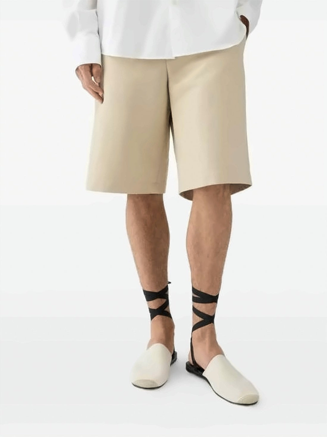 Mid-Length Tailored Shorts with Button Closure