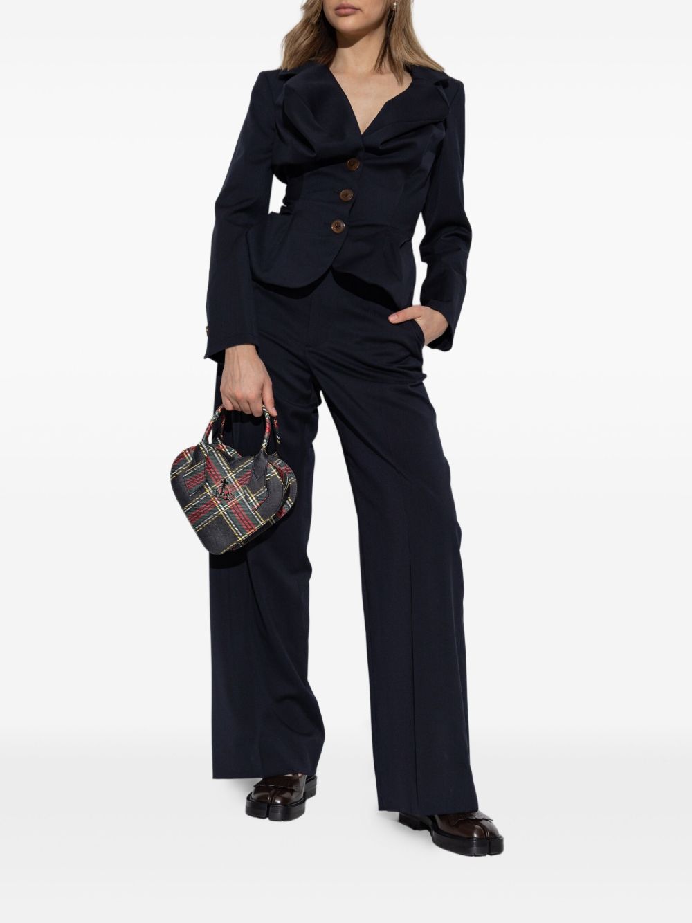 Navy Blue Wide-Leg Trousers