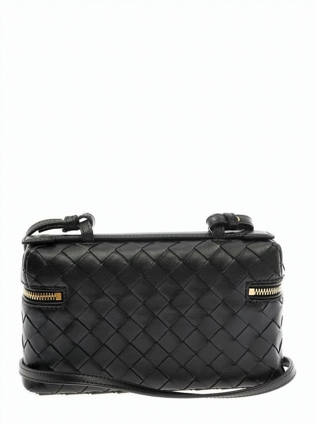 Intrecciato Pattern Woven Calf Leather Vanity Case Bag