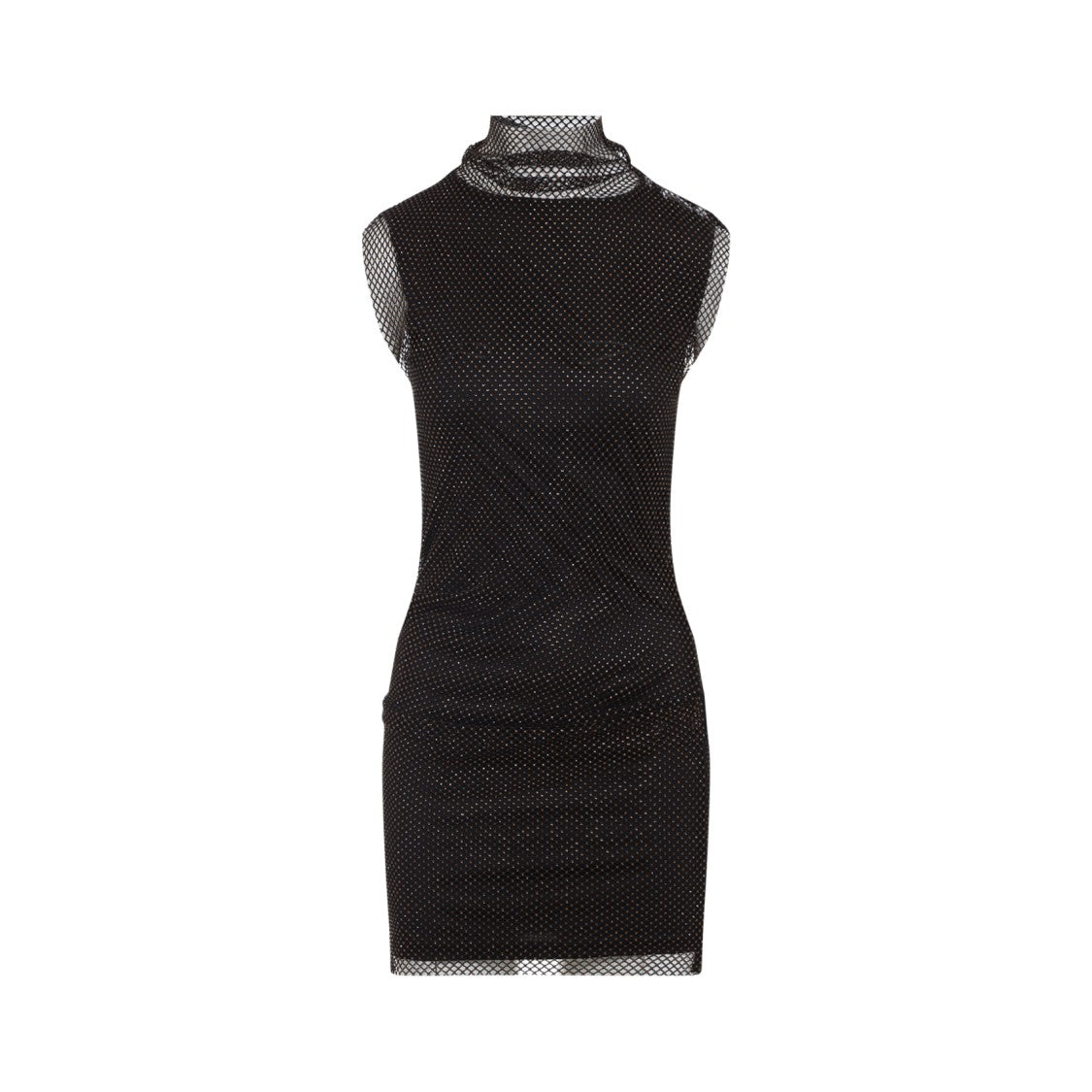 Crystal-Embellished Black Dress With High Neckline