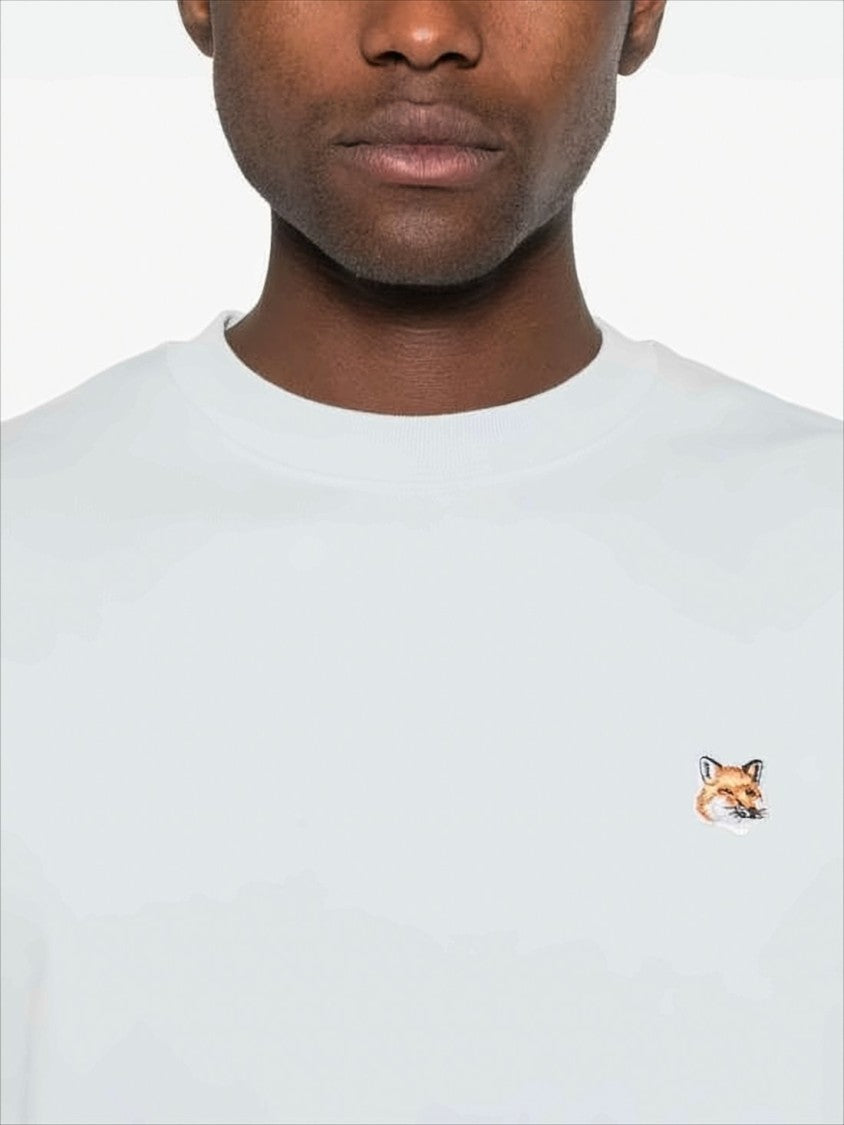 Light Grey Crewneck Sweatshirt with Embroidered Fox Logo