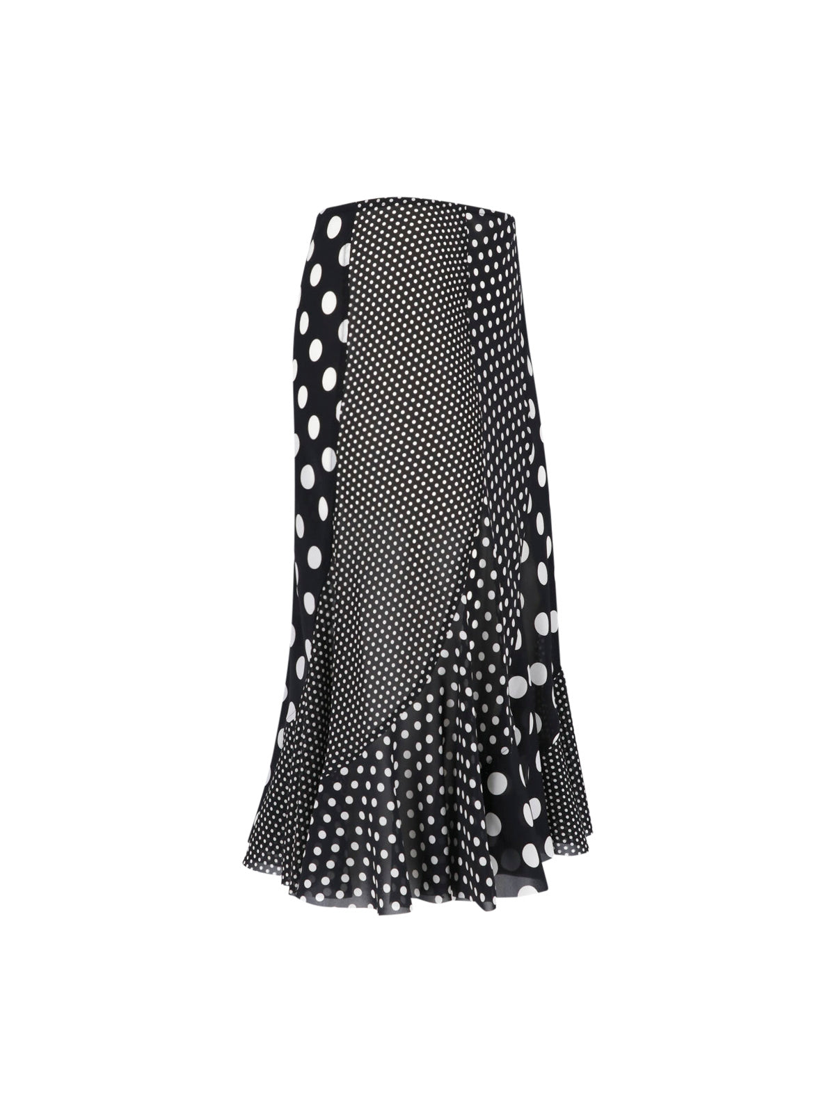 Black Polka Dot Patchwork Ruffled Skirt