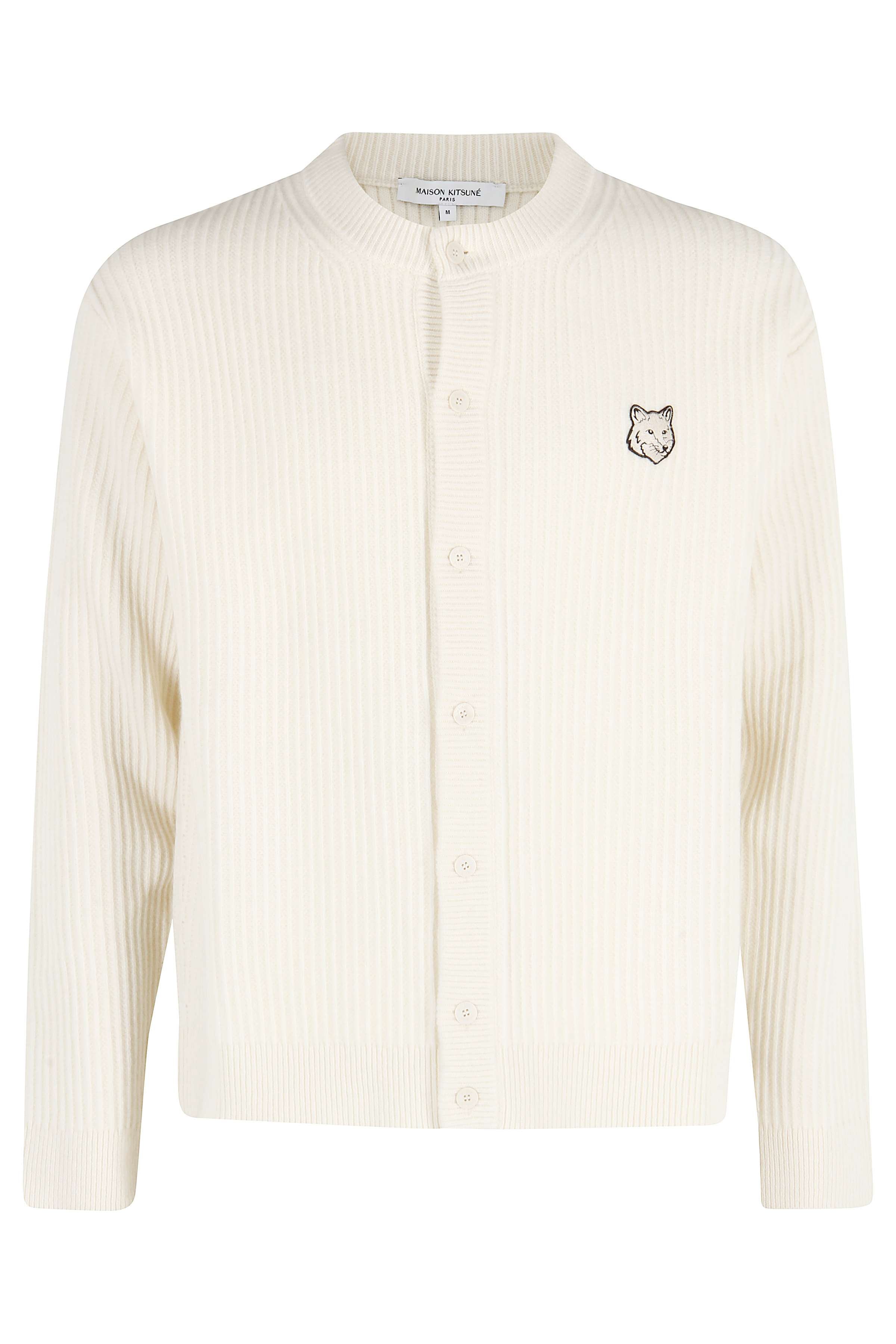 Fox Head Wool Ribbed Cardigan