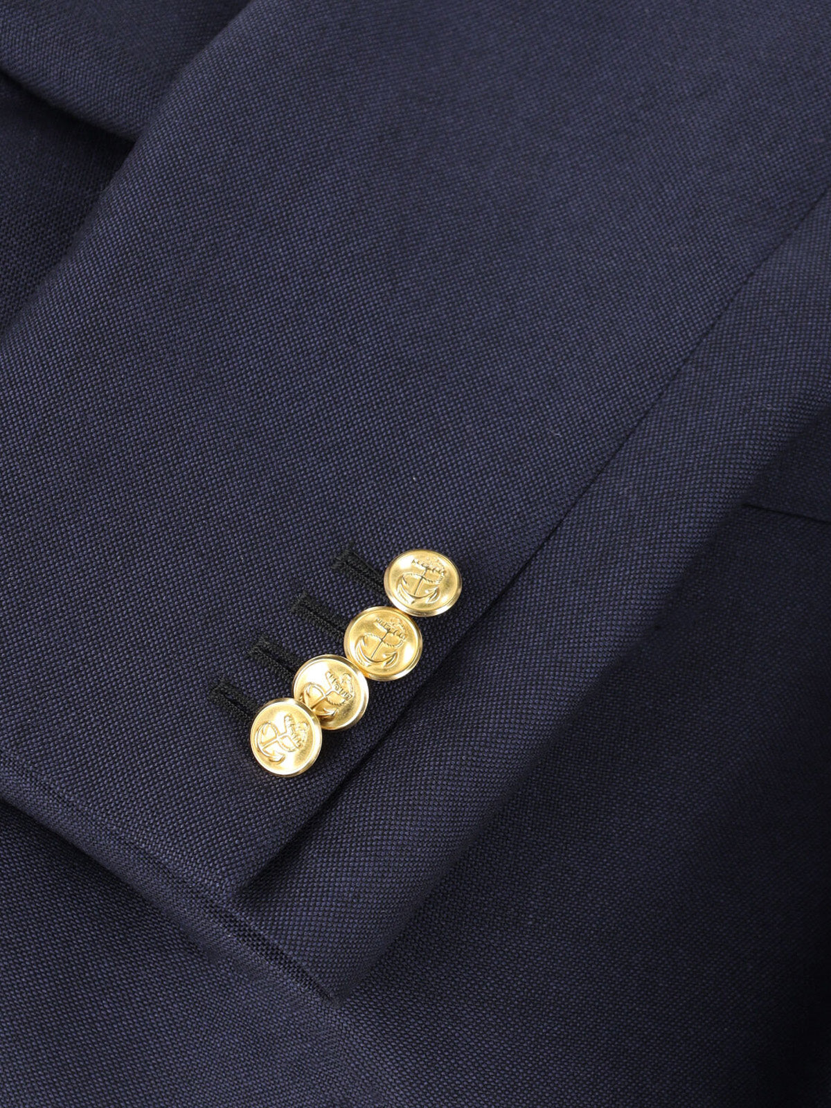 Navy Blue Double-Breasted Wool Blend Blazer