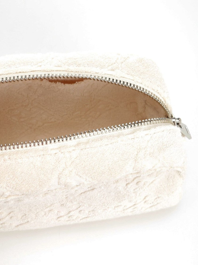 Textured White Bag With Zip Closure