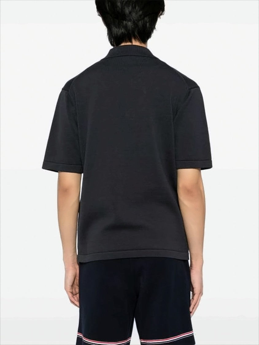 Subtle V-Neck Polo Shirt With Embroidered Emblem